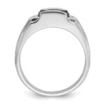 14k White Gold IBGoodman Men's Satin Created Sapphire and Diamond Complete Ring - Image 2