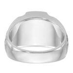 14k White Gold IBGoodman Men's Satin Created Sapphire and Diamond Complete Ring - Image 7