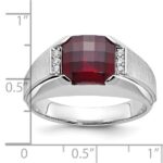 14k White Gold IBGoodman Men's Created Garnet and 1/20 carat Diamond Complete Ring - Image 3