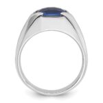 14k White Gold IBGoodman Men's Created Sapphire and 1/20 carat Diamond Complete Ring - Image 2
