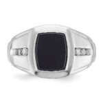14k White Gold IBGoodman Men's Onyx and 1/8 carat Diamond Complete Ring - Image 6