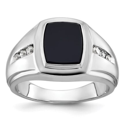 14k White Gold IBGoodman Men's Onyx and Diamond Ring Mounting