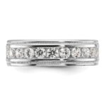 IBGoodman 14k White Gold Men's Polished and Milgrain 11-Stone 1 Carat AA Quality Diamond Ring - Image 5