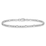 14K White Gold 2.5mm Semi-Solid Figaro with Lobster Clasp Chain - Image 4