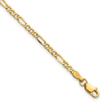14K 2.5mm Semi-Solid Figaro with Lobster Clasp Anklet