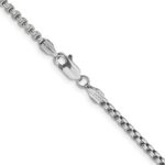 14K White Gold 2.45mm Semi-Solid Round Box with Lobster Clasp Chain - Image 3