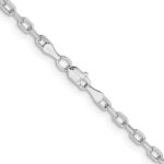 14k White Gold 3mm Semi-solid D/C Open Link Cable Chain - Image 3
