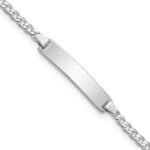14k White Gold Polished Solid Chain/Solid Plate Flat Curb Link 20x4.2mm Plate Baby/Child ID Bracelet