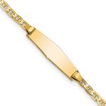 14k Polished Solid Chain/Solid Plate Flat Anchor Link Soft Diamond Shape 19.5x5.2mm Plate Baby/Child ID Bracelet