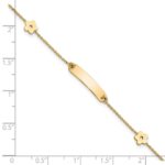 14K Polished ID with Flower Childrens Bracelet - Image 3