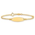 14k Polished Pink Enameled Puffed Heart and 18x5mm Plate 5.5 inch Baby/Child ID Bracelet - Image 3