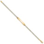 14k with Rhodium Polished Solid Chain/Solid Plate Pav‚ Curb Link 26x5mm Plate 6 inch Baby/Child ID Bracelet - Image 2