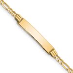 14k Polished Solid Chain/Solid Plate Figaro Link 26x5mm Plate 5.5 inch Baby/Child ID Bracelet