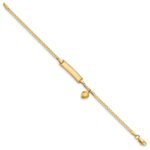 14k Polished Solid Chain/Solid Plate Heart Dangle Curb Link 21x5mm Plate 6 inch Baby/Child ID Bracelet - Image 2