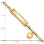 14k Polished Solid Chain/Solid Plate Heart Dangle Curb Link 21x5mm Plate 6 inch Baby/Child ID Bracelet - Image 3