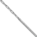 14K White Gold Polished Complete 3/4 carat Diamond Paperclip Link 7 inch Bracelet with 1 inch Extender