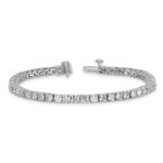 14k White Gold  7 carat Lab Grown Diamond VS+ F+ Complete Tennis Bracelet - Image 5