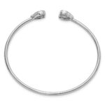 14K White Gold Polished Complete 1/2 carat Diamond Heart Flexible Cuff Bangle Bracelet - Image 2