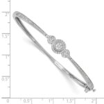 14K White Gold Complete 1/2 carat Diamond Halo Hinged Oval Bangle Bracelet - Image 3