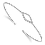 14k White Gold 1/4 carat Lab Grown Diamond VS/SI+ G+ Complete Flexible Cuff Bangle Bracelet