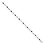 10k White Gold Blue Sapphire/White Sapphire Bracelet - Image 2