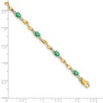 10k Diamond and Oval Emerald Bracelet - Image 3