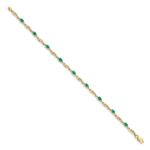 10k Diamond and Oval Emerald Bracelet - Image 2
