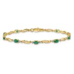 10k Diamond and Oval Emerald Bracelet - Image 3