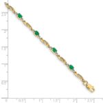10k Diamond and Oval Emerald Bracelet - Image 4
