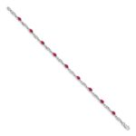14k White Gold Complete Diamond and Oval Ruby Fancy Link 7.25 inch Bracelet - Image 2