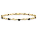 10k Diamond and Oval Sapphire Bracelet - Image 3