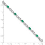 10k White Gold Diamond and Emerald Bracelet - Image 3