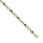 10k Diamond and Oval Emerald Bracelet