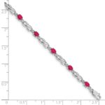 10k White Gold Diamond and Composite Ruby Bracelet - Image 3