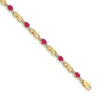 14k Complete Diamond and Oval Ruby Infinity Link 7.25 inch Bracelet