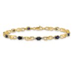 10k Diamond and Oval Sapphire Bracelet - Image 3