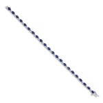 14k White Gold Complete Diamond and Oval Sapphire 7 inch Bracelet - Image 2