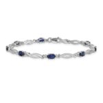10k White Gold Diamond and Sapphire Bracelet - Image 3