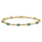 14k Complete Diamond and Oval Emerald 7.25 inch Bracelet - Image 3