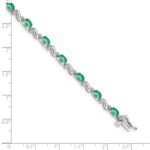 10k White Gold Diamond and Emerald Bracelet - Image 3