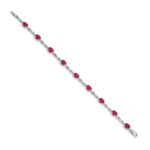 14k White Gold Complete Diamond and Oval Ruby Infinity 7 inch Bracelet - Image 2