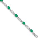 10k White Gold Diamond and Emerald Bracelet