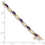 14k Complete Diamond and Oval Amethyst Heart Accent 7 inch Bracelet - Image 3