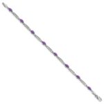 10k White Gold Diamond and Amethyst Bracelet - Image 2