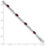 10k White Gold Diamond and Garnet Bracelet - Image 3
