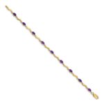 14k Complete Diamond and Oval Amethyst Wavy Link 7 inch Bracelet - Image 2