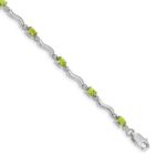 10k White Gold Fancy Diamond and Peridot Bracelet