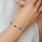 10k White Gold Amethyst and Diamond Infinity Bracelet - Image 5