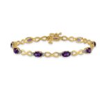 10k Amethyst and Diamond Infinity Bracelet - Image 3