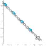 14k White Gold Complete Oval Swiss Blue Topaz and Diamond Infinity Link 7 inch Bracelet - Image 4